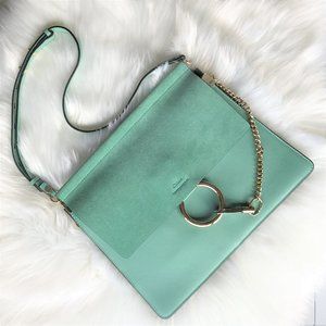 NWOT - Chloe Green Faye Medium Leather & Suede Bag